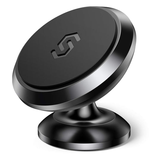 Syncwire Support Portable Voiture Magnétique - Porte Téléphone Rotation 360° Attache Smartphone Aimants Forts Compatible avec iPhone/Samsung/Huawei/GPS etc. - Noir
