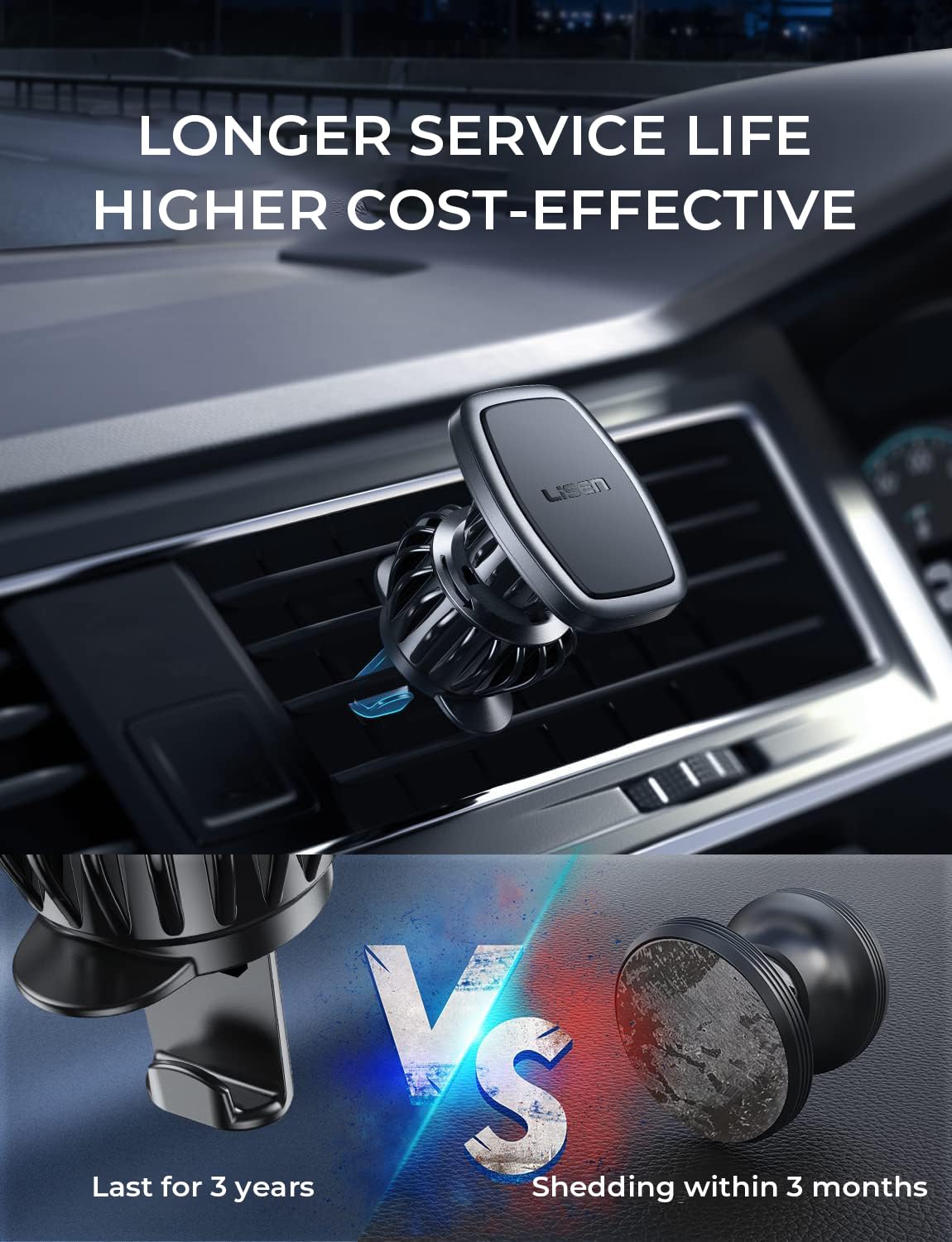 LISEN 2025 Support Telephone Voiture Magnetique, [6 Aimants Puissants] [Clip Améliorer] Porte Téléphone Voiture Aimanté pour iPhone 17 16 15 Pro Max Plus, Galaxy S25 24 Ultra et Android Smartphone